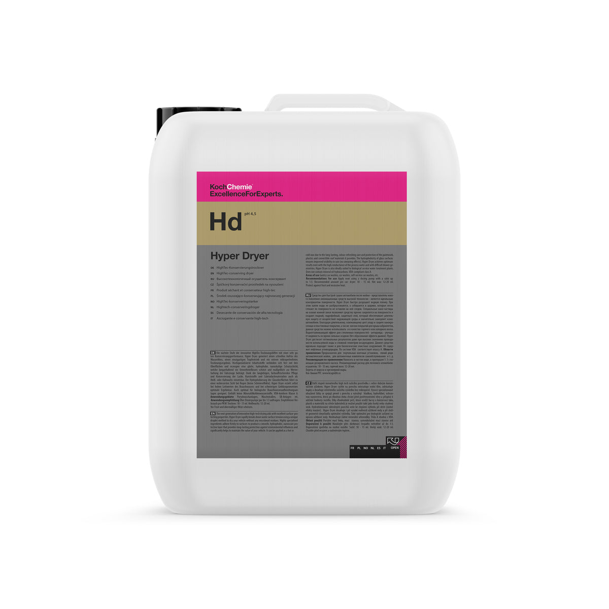 tanica Koch-Chemie Hyper Dryer HD essiccatore professionale con protezione nano per asciugatura rapida e finitura idrofobica