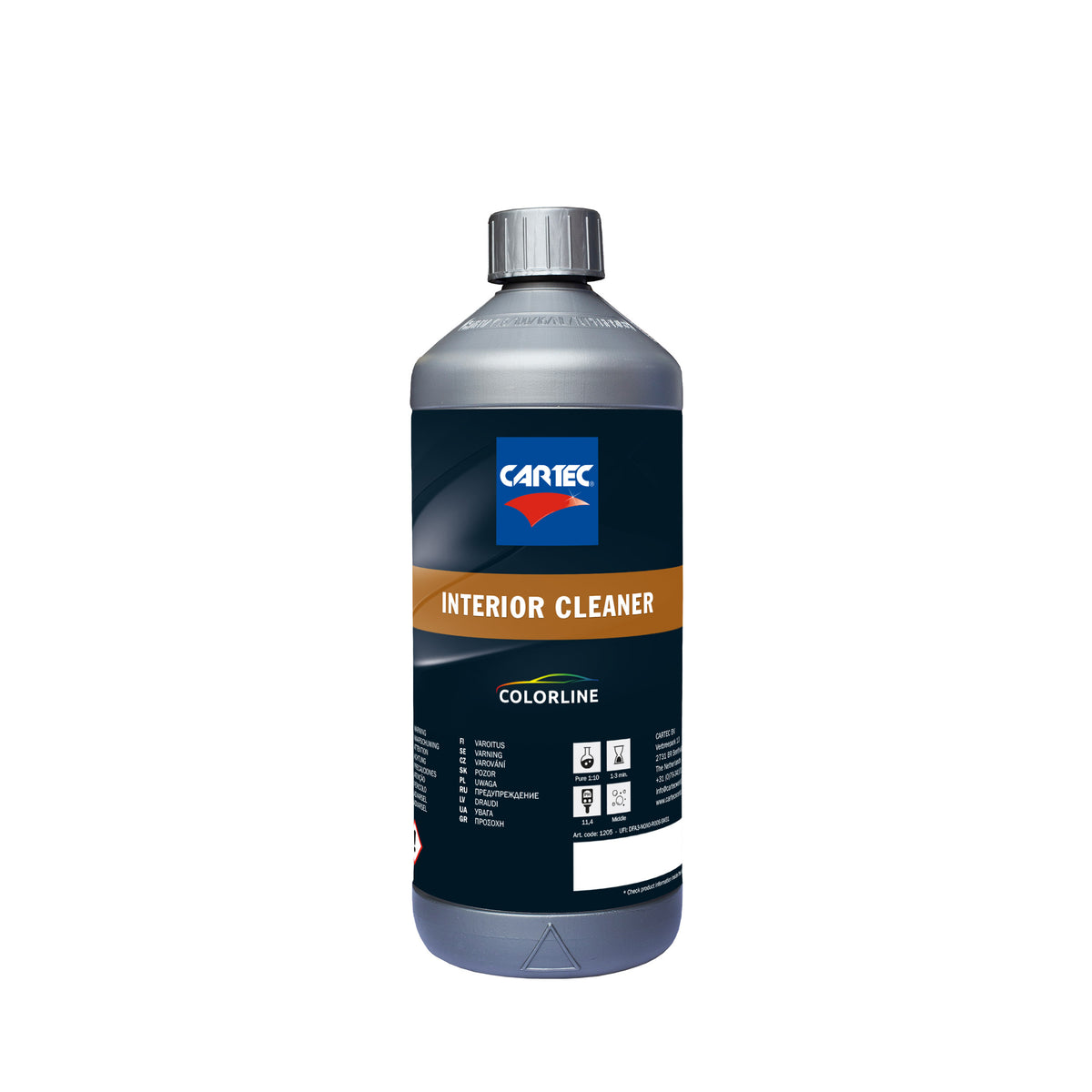 Bottiglia di CARTEC Interior Cleaner, detergente per la pulizia degli interni auto, parte della linea Colorline.
