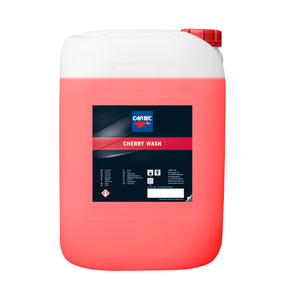 Tanica da 25 litri di CARTEC Cherry Wash Shampoo – detergente per auto con fragranza di ciliegia, progettato per offrire una pulizia profonda e una brillantezza duratura.