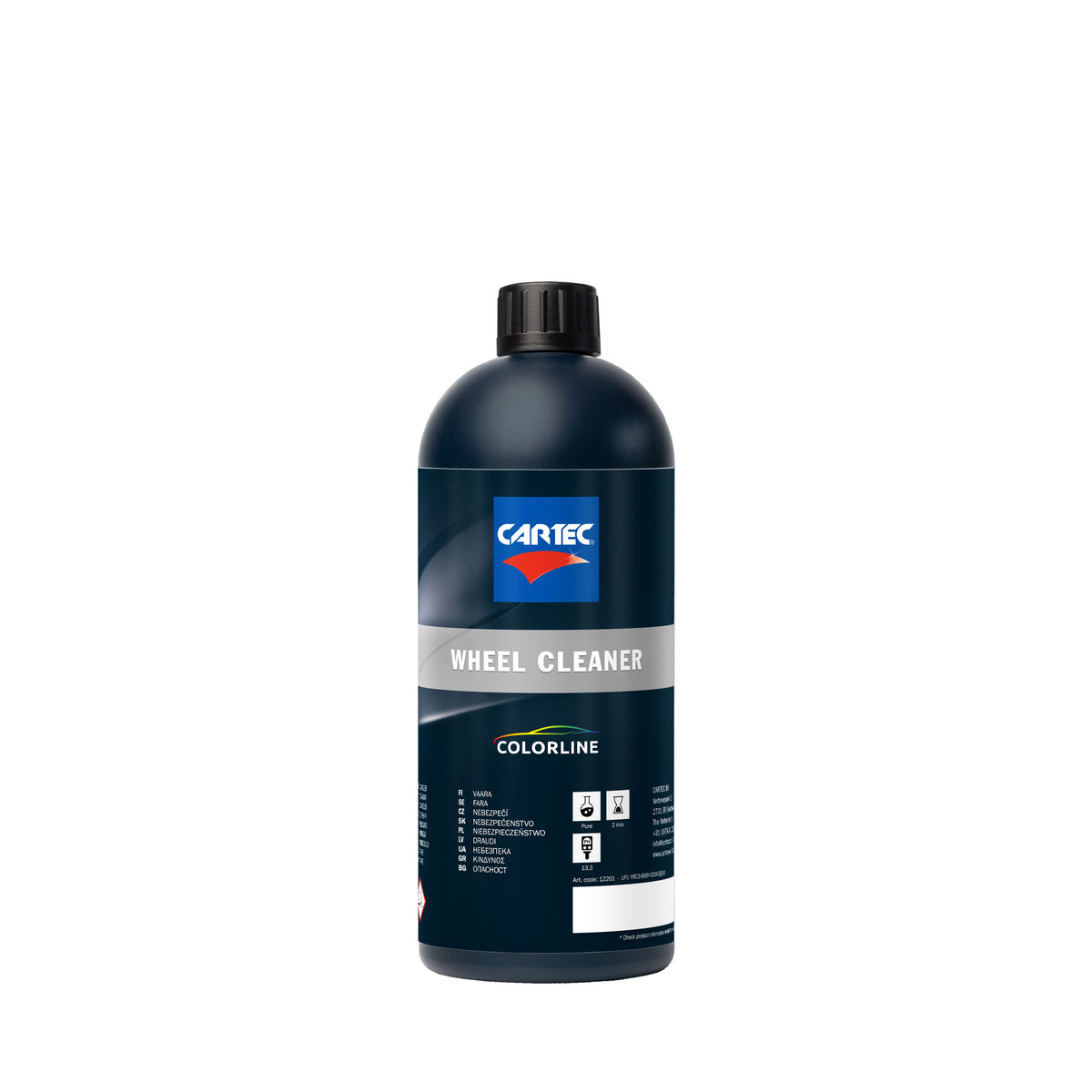 Bottiglia di CARTEC Wheel Cleaner Acid Free per la pulizia sicura ed efficace dei cerchi auto.