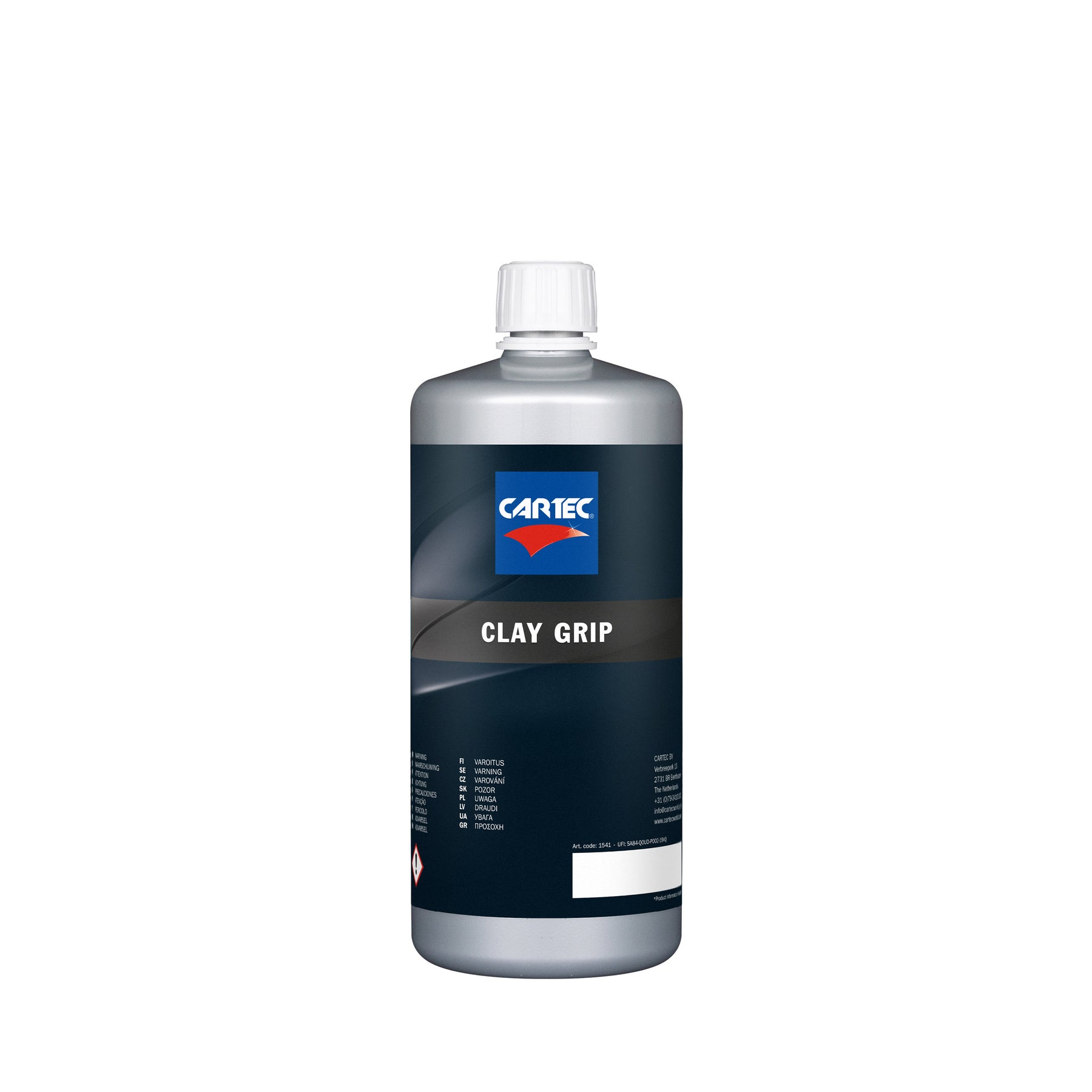 Flacone di CARTEC Clay Grip Accelerator per migliorare l'aderenza della clay bar durante il detailing del veicolo.