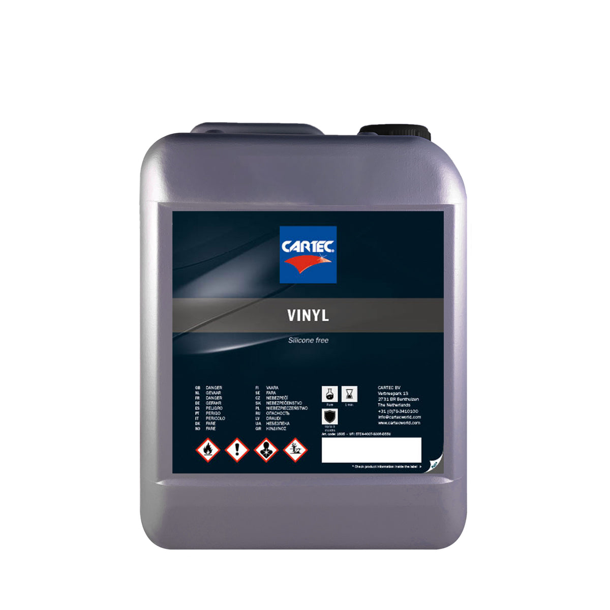 Tanica di CARTEC Vinyl Silicon Free per il trattamento delle superfici in vinile senza siliconi.