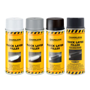 Chamaleon Aerosol Thick Layer Filler, riempitivo spray per strati spessi e base uniforme su diverse superfici.