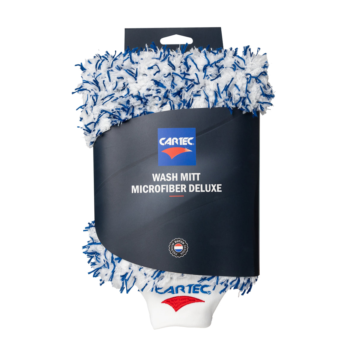 Confezione CARTEC Wash Mitt Microfiber Deluxe, guanto in microfibra blu e bianco