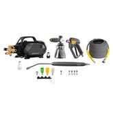 Kit completo ACTIVE Idropulitrice 2.3 con struttura rinforzata, pompa Pro a 5 pistoni, foam gun, pistola, tubo flessibile e lancia professionale