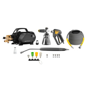 Kit completo ACTIVE Idropulitrice 2.3 con struttura rinforzata, pompa Pro a 5 pistoni, foam gun, pistola, tubo flessibile e lancia professionale