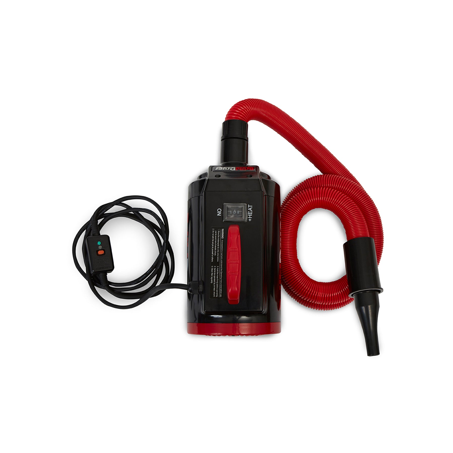 Brühl Dryer MD1900+ con tubo estensibile rosso e ugello nero, ideale per asciugature efficienti di auto, moto e camion