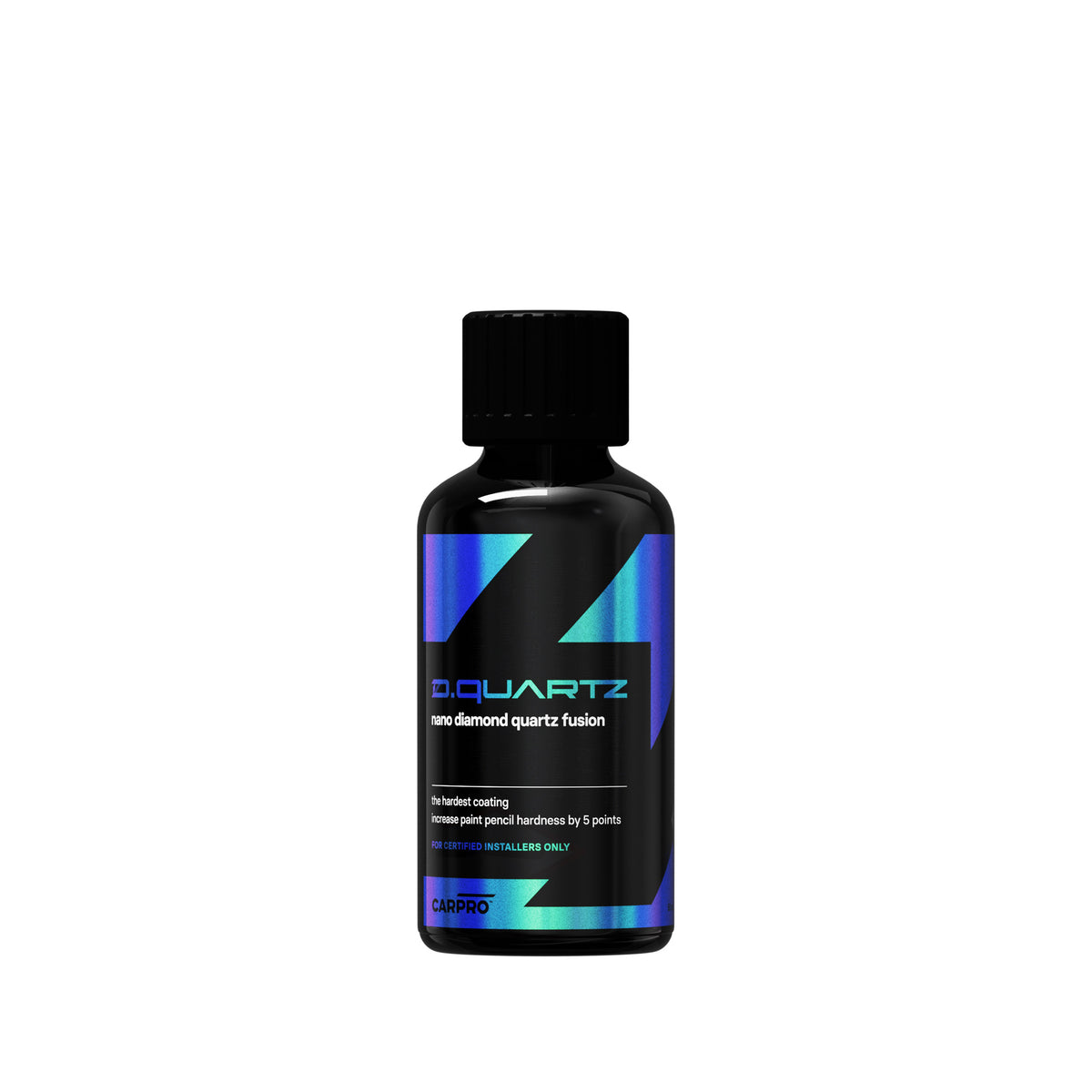  Flacone di CARPRO D.QUARTZ Professional su sfondo bianco, rivestimento nano-ceramico per protezione avanzata della vernice del veicolo, riservato agli installatori certificati.