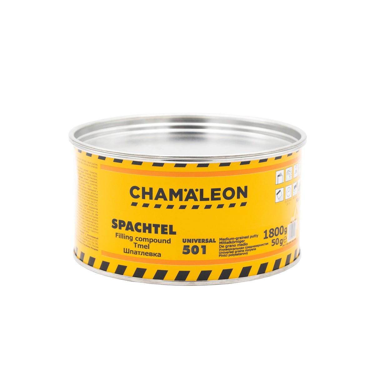 Barattolo di Chamaleon Universal Medium Grained Putty per una stuccatura versatile e di alta qualità.