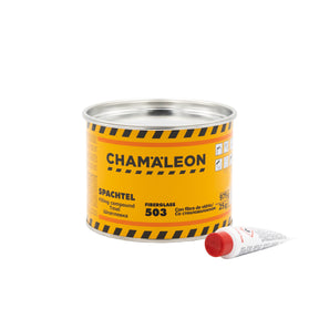 Chamaleon Fiber Glass Putty, stucco in vetroresina per riparazioni durevoli su superfici metalliche e plastiche.
