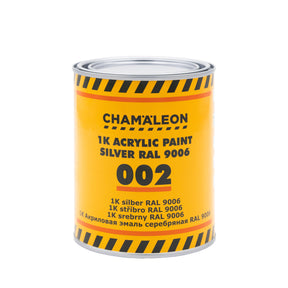 Barattolo di Chamaleon 1K Acrylic Paint 002 argento RAL 9006, vernice acrilica di alta qualità.