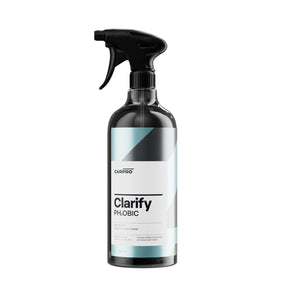 Flacone di detergente per vetri CARPRO Clarify PH2OBIC  con spruzzatore nero.