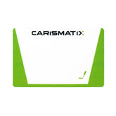 Targetta CARISMATIX scrivibile e plastificata per identificazione nebulizzatori IK, design verde e bianco