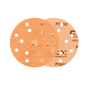 Fronte e retro dei dischi abrasivi CARISMATIX FLEXCUT grana P2500 da 150mm
