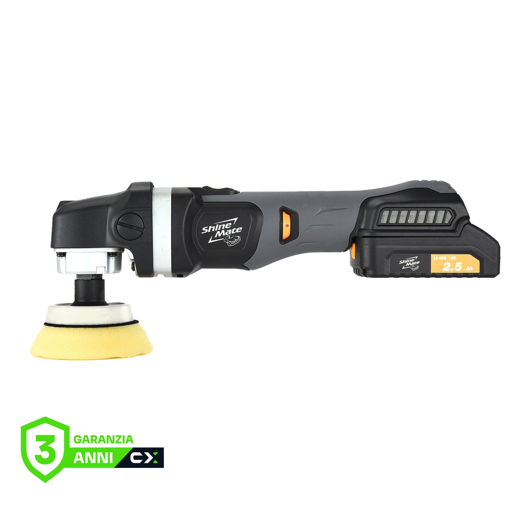 Lucidatrice rotativa cordless ShineMate EB2302 per detailing auto senza fili.