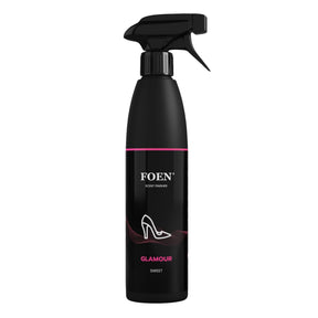 Bottiglia di FOEN Glamour Profumo Spray, deodorante auto con fragranza elegante e seducente, ideale per rinfrescare e profumare l'interno del veicolo.