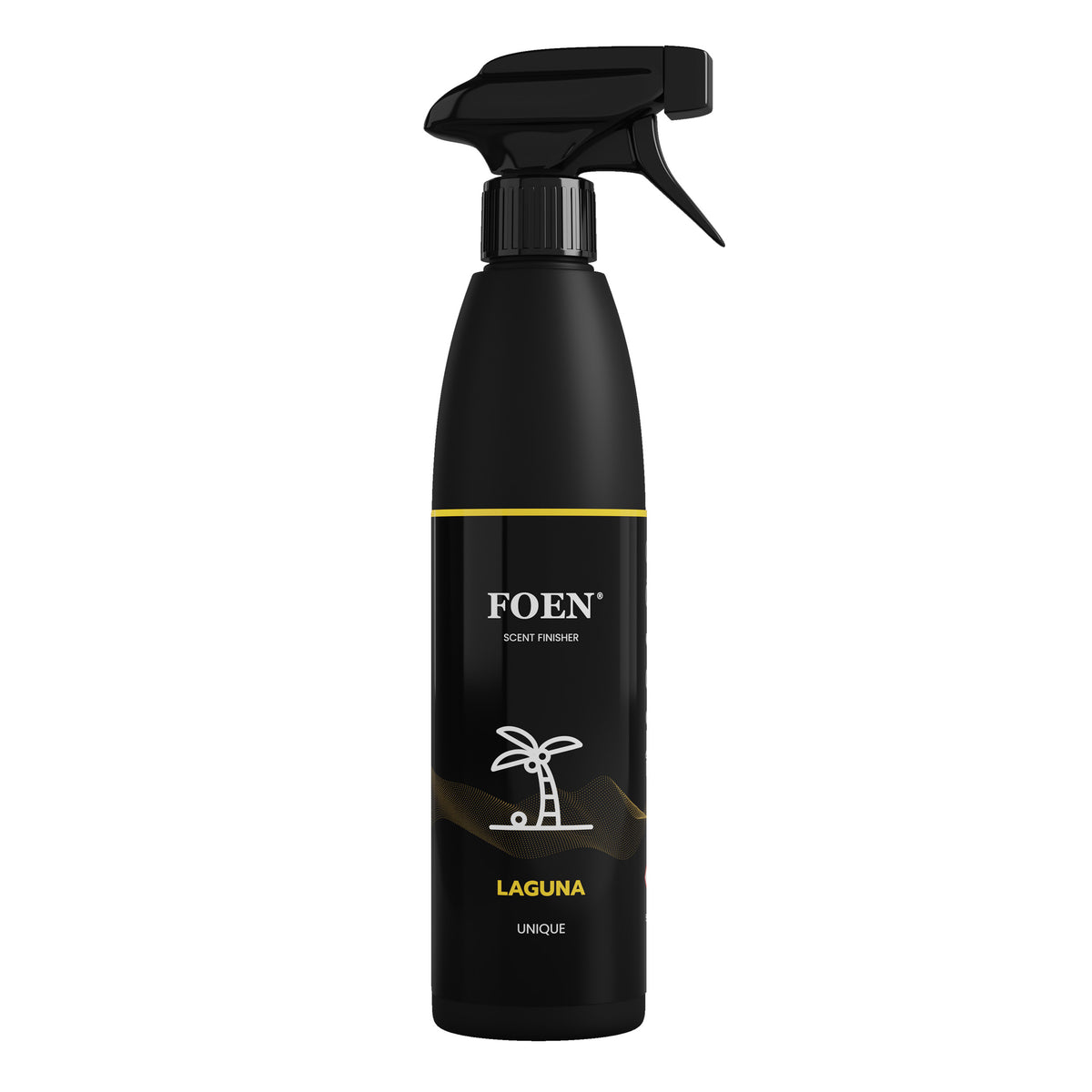 Bottiglia di FOEN Laguna Profumo Spray, deodorante auto con fragranza esotica e marina, ideale per rinfrescare e profumare l'interno del veicolo.