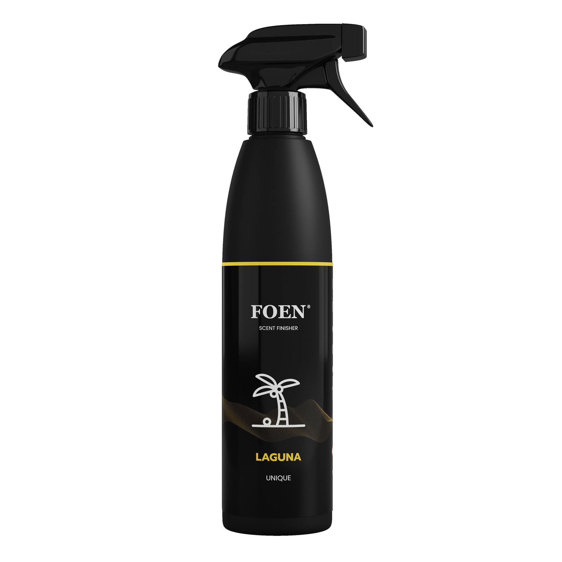 Bottiglia di FOEN Laguna Profumo Spray, deodorante auto con fragranza esotica e marina, ideale per rinfrescare e profumare l'interno del veicolo.