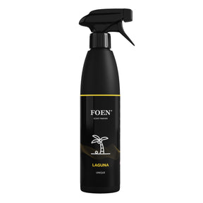 Bottiglia di FOEN Laguna Profumo Spray, deodorante auto con fragranza esotica e marina, ideale per rinfrescare e profumare l'interno del veicolo.