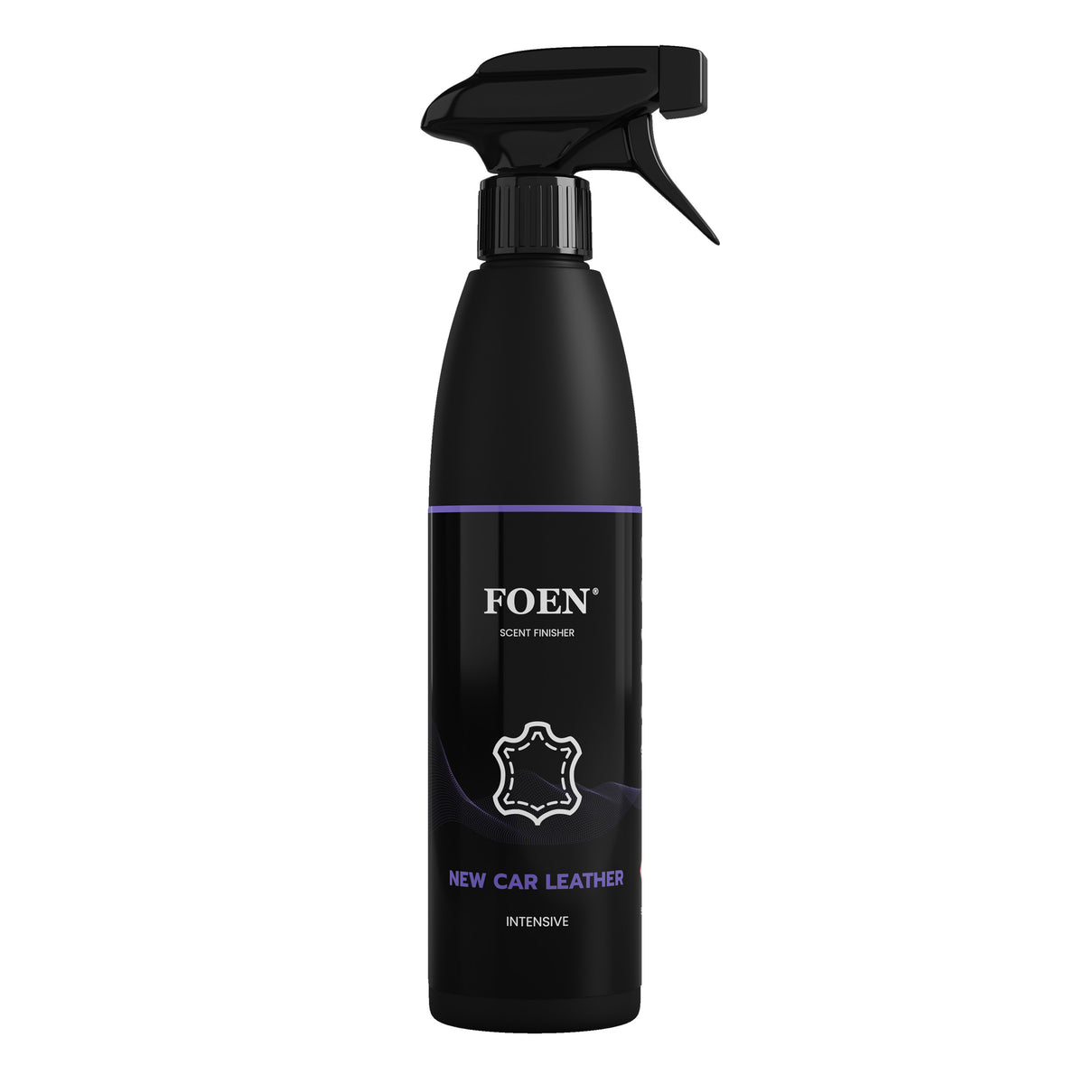 Bottiglia di FOEN New Car Leather Profumo Spray, deodorante auto con fragranza di pelle nuova, ideale per rinfrescare e profumare l'interno del veicolo.