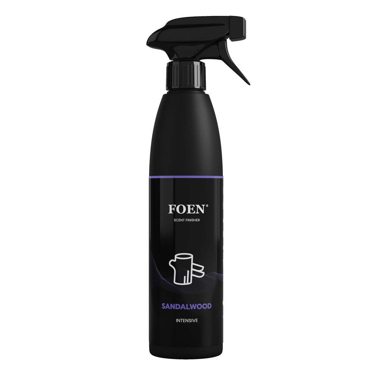 Bottiglia di FOEN Sandalwood Profumo Spray, deodorante auto con fragranza calda e legnosa di sandalo, ideale per rinfrescare e profumare l'interno del veicolo.