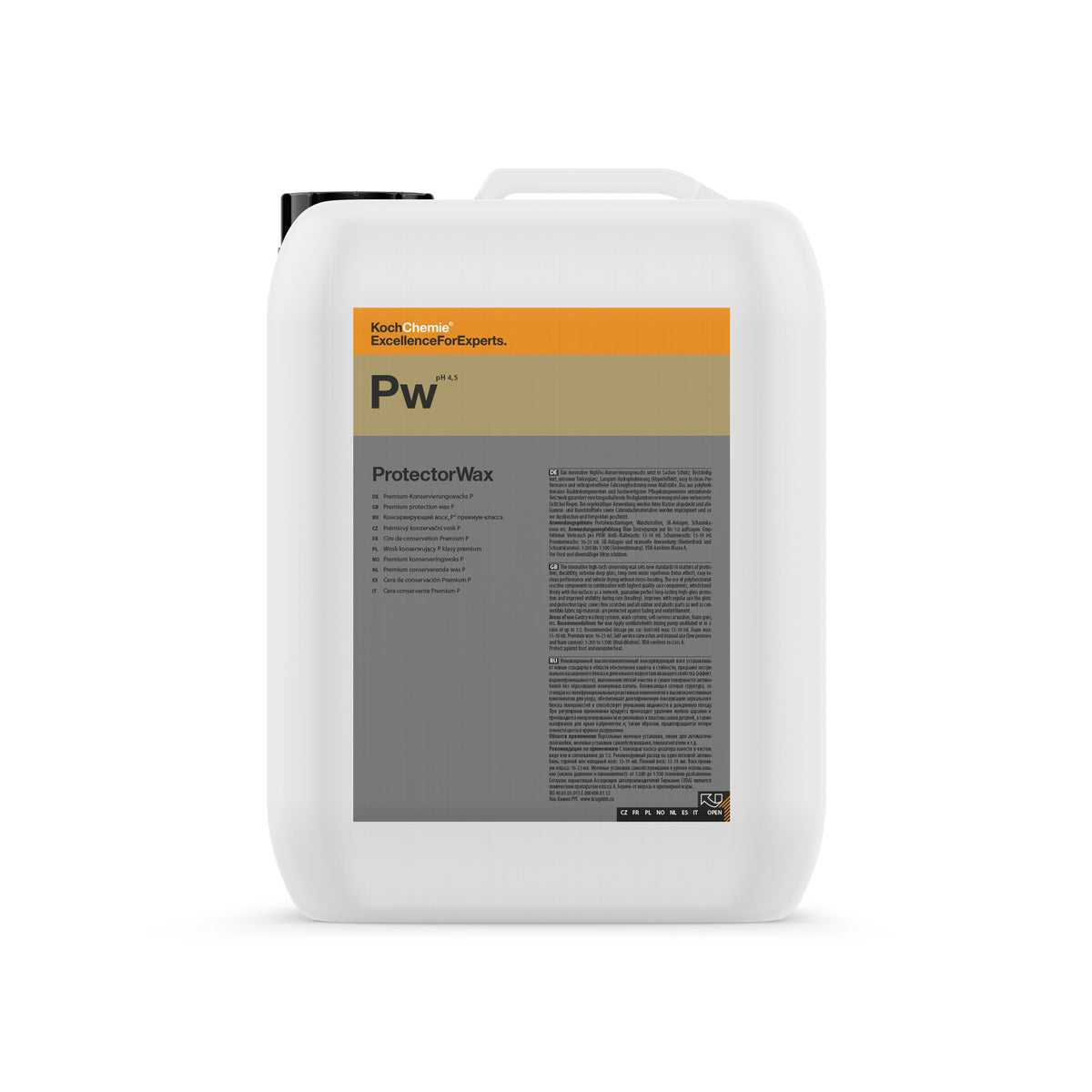 Tanica Koch-Chemie PW ProtectorWax da 10 L cera conservante idrofobica per vernice, plastiche e capote auto