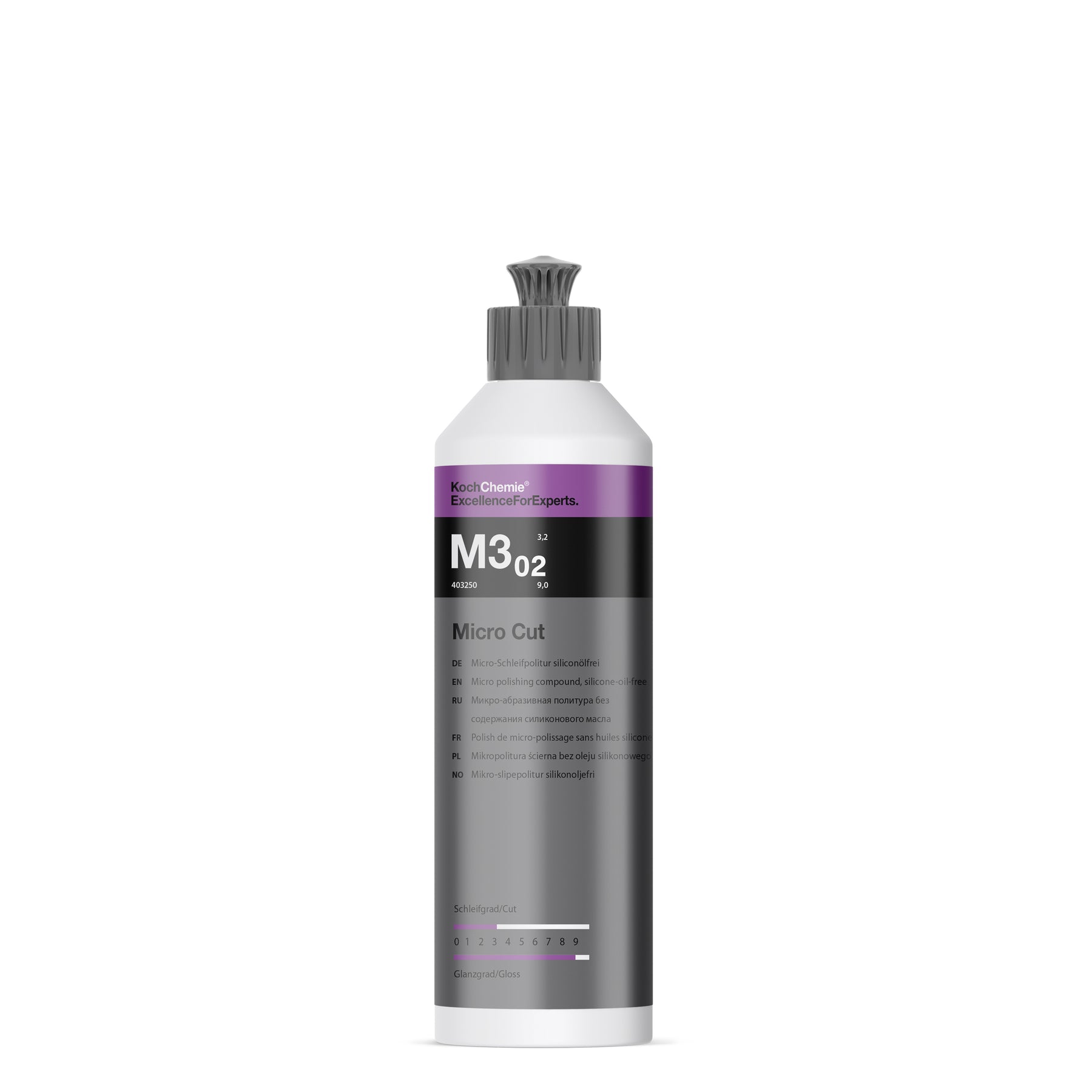 flacone Koch-Chemie Micro Cut M3.02 polish finitura anti-ologrammi alta lucentezza