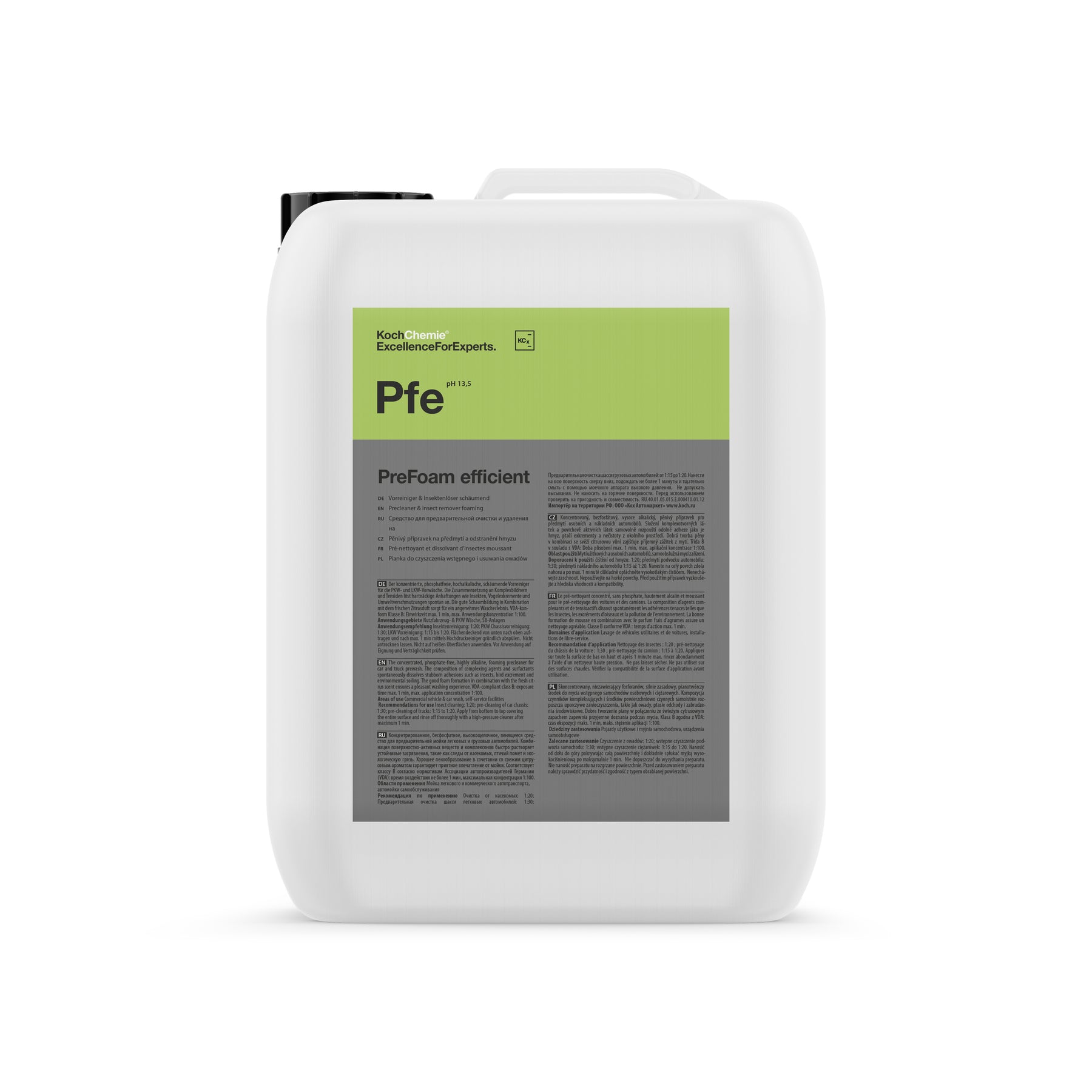Tanica Koch‑Chemie PFE PreFoam Efficient detergente pre‑lavaggio schiumogeno alcalino rimuove insetti e sporco con profumo agrumi