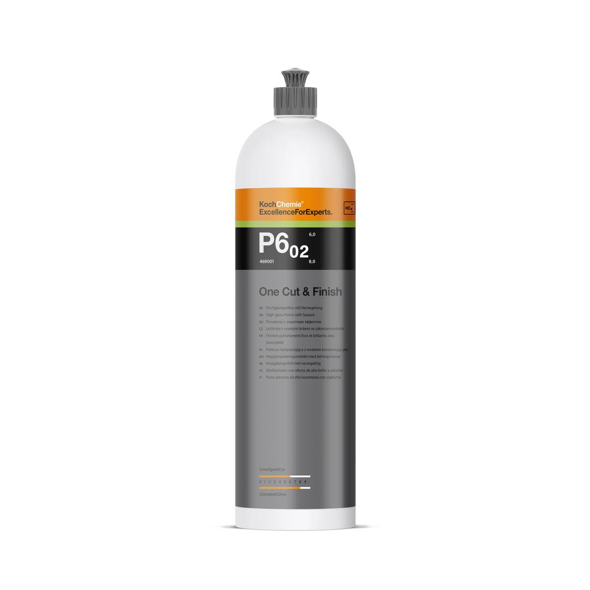 bottiglia Koch-Chemie One Cut & Finish P6.02 polish one-step con potere abrasivo e finitura lucida sigillante per auto