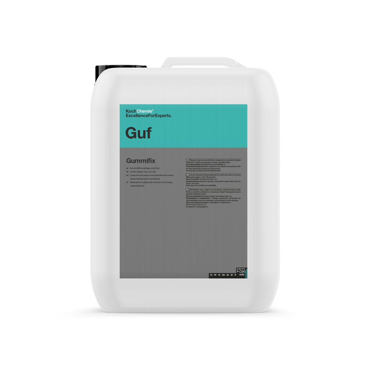 tanica da 10 L di Koch Chemie GummiFix (GUF), trattamento antiscivolo per gomma e plastica interna senza silicone