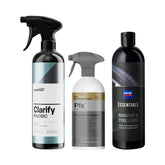 Kit protezione auto inverno con CarPro Clarify, KochChemie PFS e Cartec Bumper & Tyre Care per vetri, guarnizioni e pneumatici