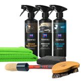 Kit CARTEC per la pulizia e protezione dei tessuti interni del veicolo, composto da prodotti specifici per cura e manutenzione.