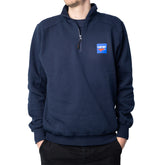 Zipsweater CARTEC blu navy unisex con zip mezza lunghezza e logo frontale