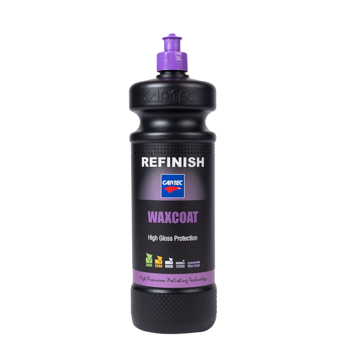 Bottiglia di CARTEC Waxcoat per protezione e brillantezza auto, ideale per risultati duraturi e professionali.
