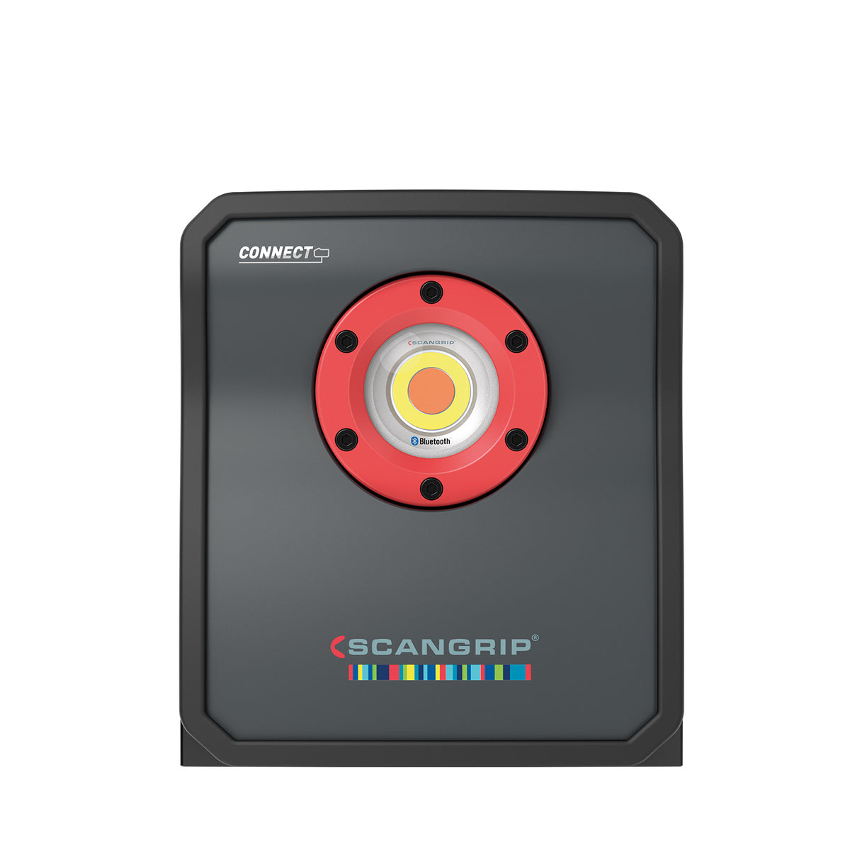  Primo piano della lampada SCANGRIP Multimatch 3 Connect  modulo LED potente e tecnologia Bluetooth integrata.