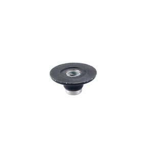 Vista inclinata del platorello ShineMate Ø50 mm con superficie abrasiva e attacco Roll Lock, ideale per applicazioni su piccole superfici con mini levigatrice EB202A.