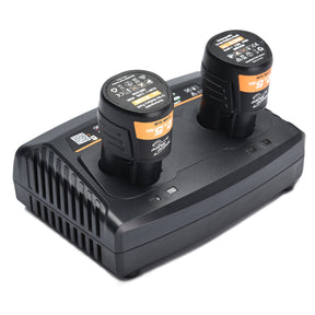 SHINEMATE Caricabatteria Doppio per lucidatrici cordless, ricarica due batterie contemporaneamente per una maggiore efficienza nei lavori di detailing.