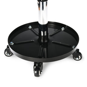 Sgabello mobile regolabile con seduta imbottita, struttura in acciaio e base con ruote per un facile movimento, ideale per lavori di detailing.
