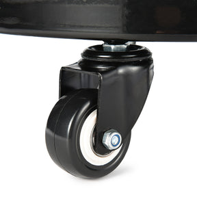 Sgabello mobile regolabile con seduta imbottita, struttura in acciaio e base con ruote per un facile movimento, ideale per lavori di detailing.