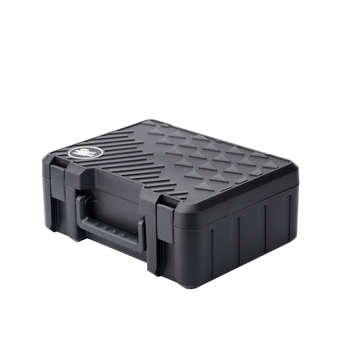 Valigia rigida antiurto SHINEMATE nera con maniglia robusta, ideale per proteggere strumenti e attrezzature durante il trasporto.