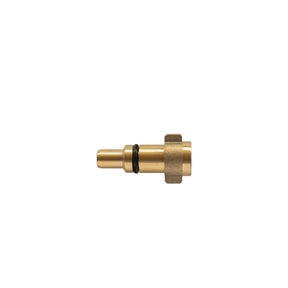 Adattatore a baionetta IDROBASE in ottone con O-ring G1/4F tipo Alto Kew Nilfisk, perfetto per connessioni rapide e affidabili nelle attrezzature professionali.