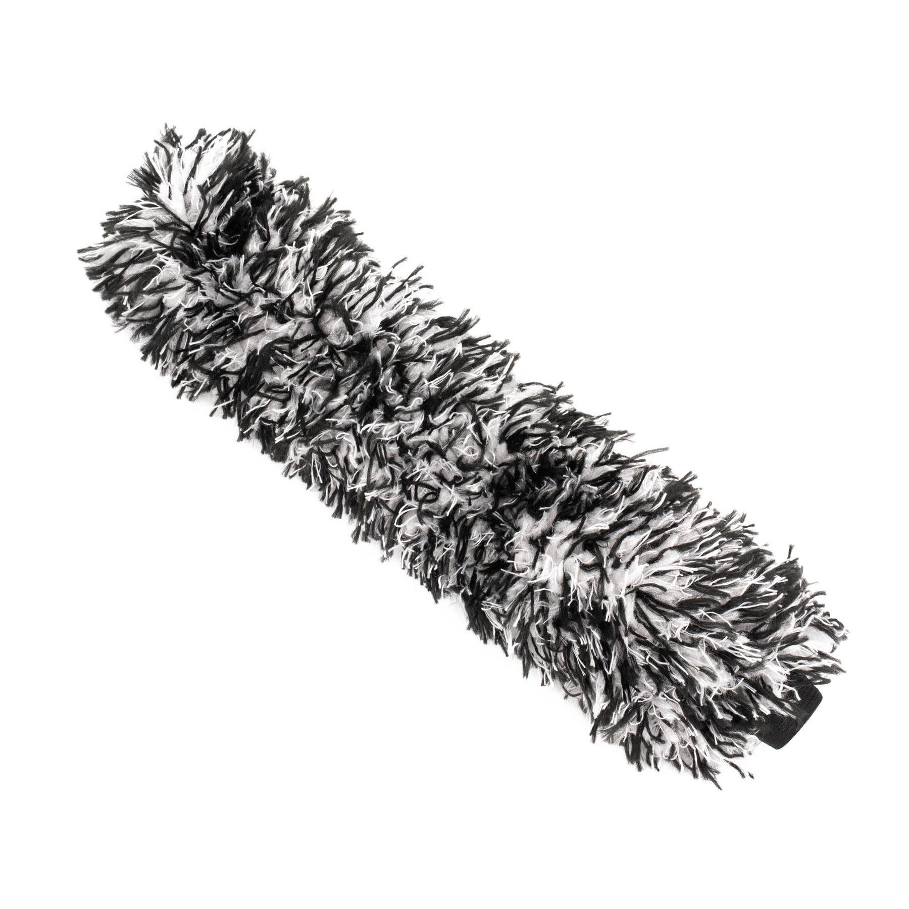 Cover in microfibra nera e bianca per spazzola Flex Brush, ideale per la pulizia delicata dei cerchi auto anche nelle aree più difficili.
