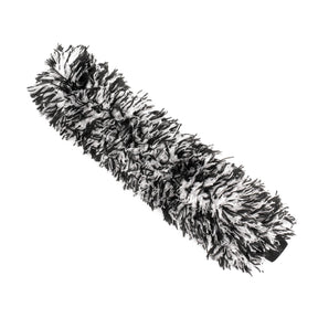 Cover in microfibra nera e bianca per spazzola Flex Brush, ideale per la pulizia delicata dei cerchi auto anche nelle aree più difficili.