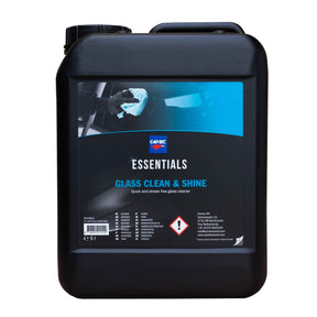 tanica di Cartec Glass Clean & Shine in flacone spray, posizionato su sfondo bianco.