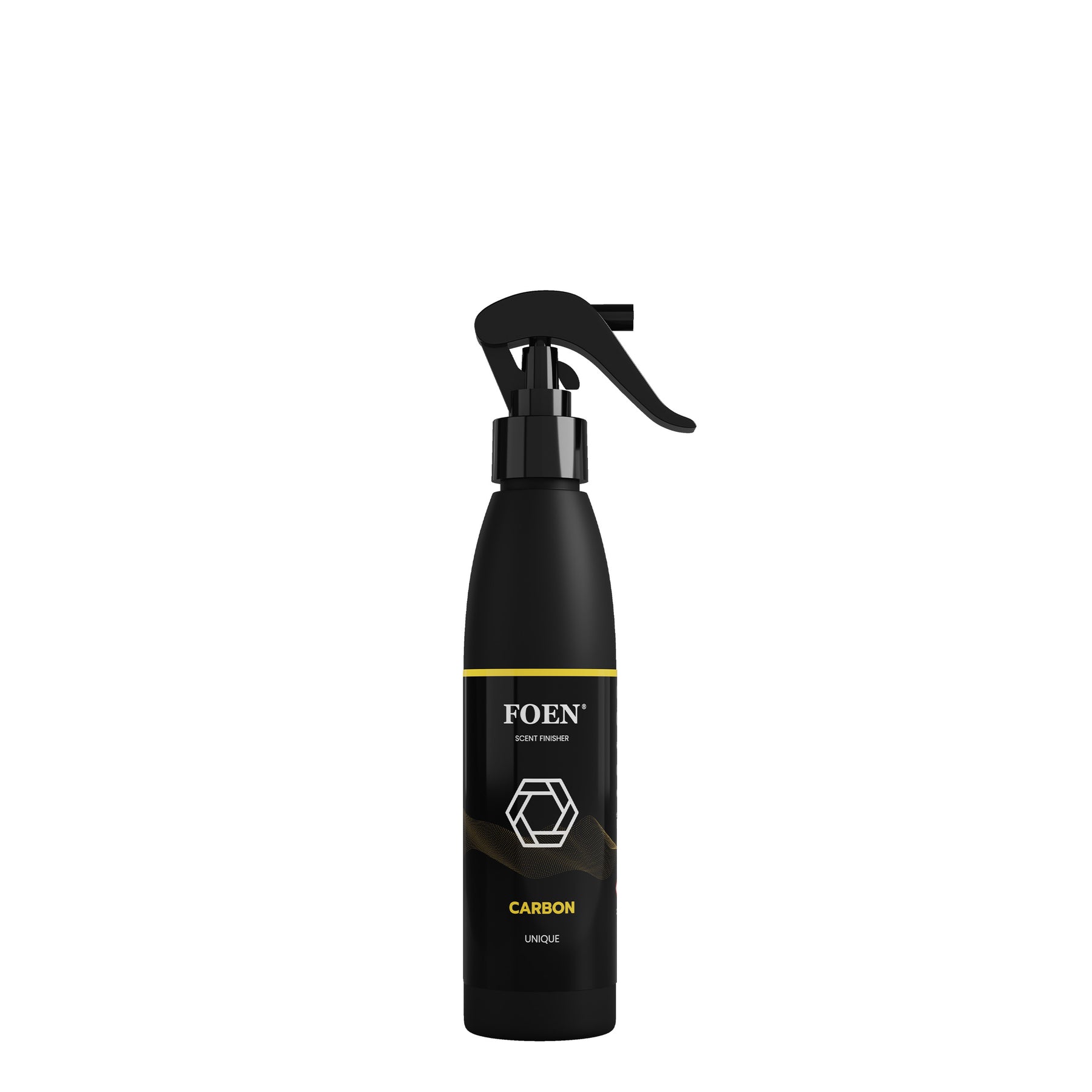 Bottiglia di FOEN Carbon Profumo Spray, deodorante auto con fragranza intensa e moderna, ideale per rinfrescare e profumare l'interno del veicolo.
