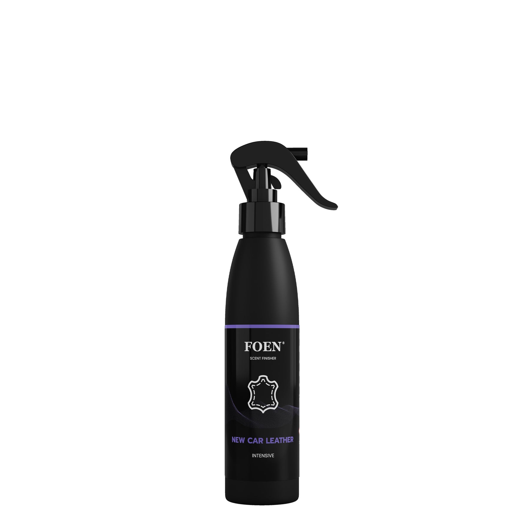 Bottiglia di FOEN New Car Leather Profumo Spray, deodorante auto con fragranza di pelle nuova, ideale per rinfrescare e profumare l'interno del veicolo.