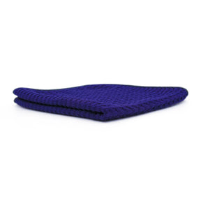 Panno in microfibra Waffle 450 blu, piegato, con trama a nido d'ape.